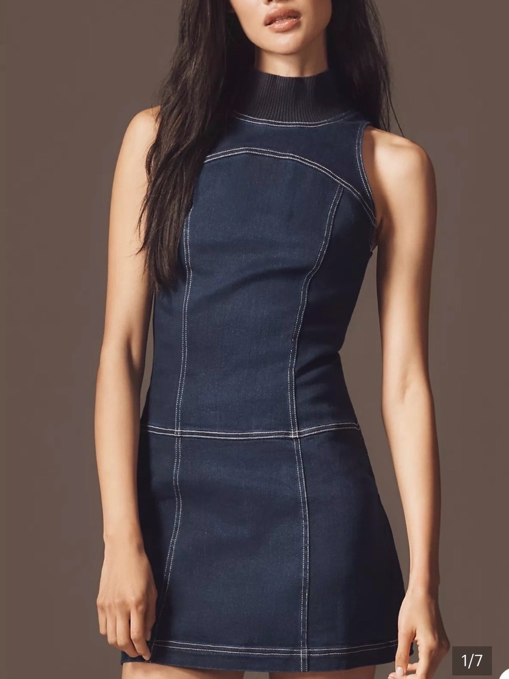 Pilcro Mock-Neck Denim Mini Dress